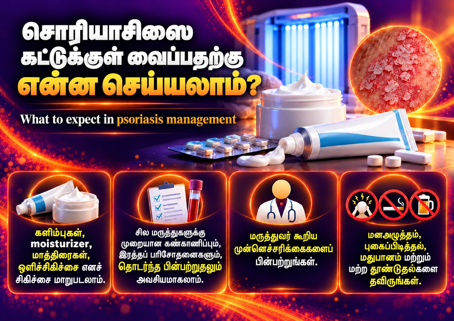 World Psoriasis Day 2026, poster 6: Psoriasis can be managed with the right care.